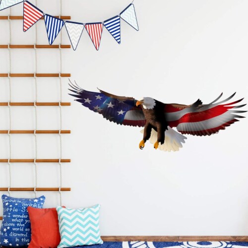 VWAQ Bald Eagle American Flag Wall Decal Patriotic Decor USA Art Decoration - NA16 Perspective: front