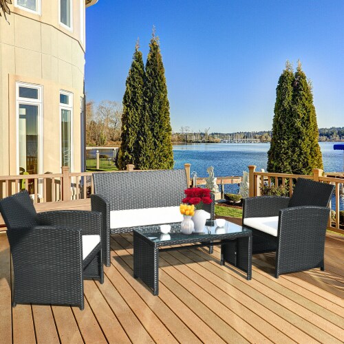 Costway patio sales rattan conversation set