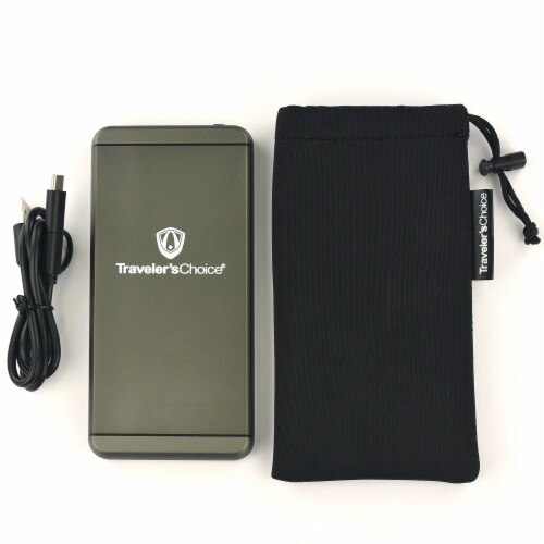 Traveler's Choice Portable Metal Powerbank Charger with Carrying Case Perspective: front