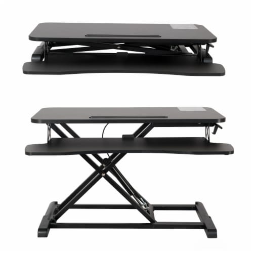 Happy Living Sit To Stand Desk Workstation - Black Perspective: front