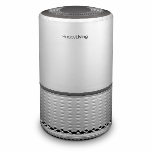 Happy Living HEPA 360-Degree 3-Stage Filtration Air Purifier - Silver Perspective: front