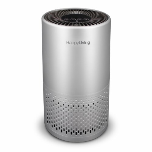 Happy Living True HEPA 360-Degree 4-Stage Filtration Air Purifier - Silver Perspective: front