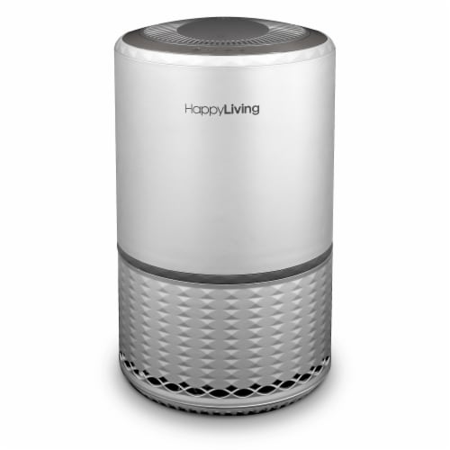 Happy Living HEPA 360-Degree 3-Stage Filtration Air Purifier - Silver Perspective: front