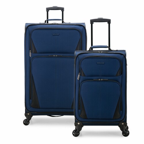 U.S. Traveler Esther 2-Piece Expandable Spinner Luggage Set - Navy Perspective: front
