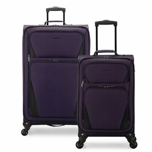 U.S. Traveler Esther Expandable Spinner Luggage Set - Purple Perspective: front