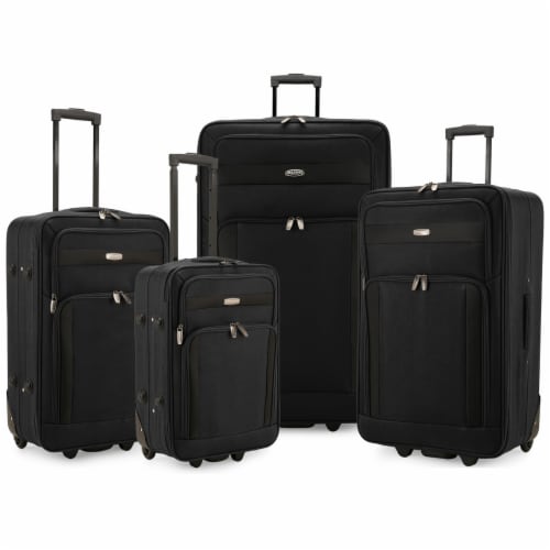 Traveler's Choice Elite Luggage Softside Lightweight Rolling Luggage Set - Black Perspective: front