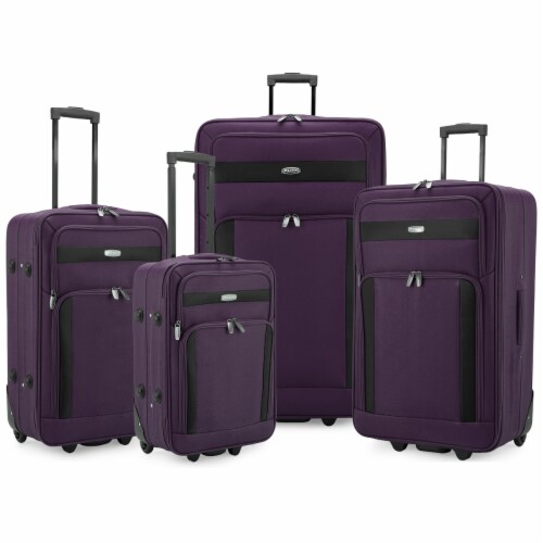 Traveler's Choice Elite Luggage Softside Lightweight Rolling Luggage Set - Purple Perspective: front