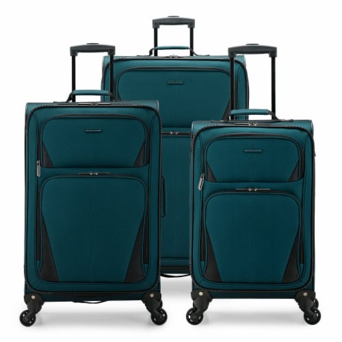 U.S. Traveler Esther 3-Piece Expandable Spinner Luggage Set - Teal Perspective: front