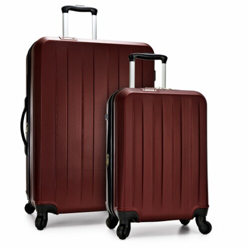 Traveler's Choice Elite Luggage Havana Spinner Luggage Set with USB Port - Burgundy Perspective: front