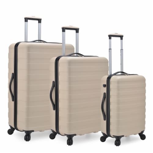 U.S. Traveler Bondi 3-Piece Spinner Luggage with Smart USB Port - Sand Perspective: front