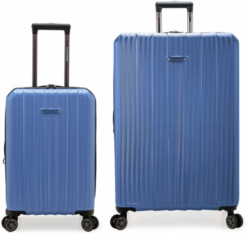 Traveler's Choice Dana Point Expandable Hard-Shell Luggage Set with USB Port - Blue Perspective: front