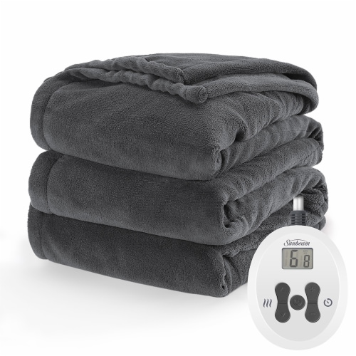Sunbeam Heated M/P Blanket - Gray Perspective: front