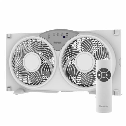 Holmes® Clean Breeze Twin Digital Window Fan with Reversible Airflow Perspective: front