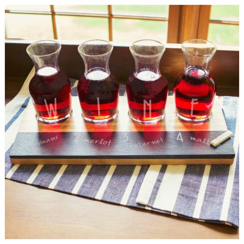 Cathys Concepts Bamboo & Slate Wine Tasting Flight Perspective: front
