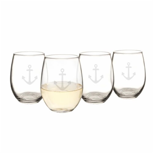 Cathys Concepts 21 oz. Stemless Anchor Wine Glasses Set of 4 Perspective: front