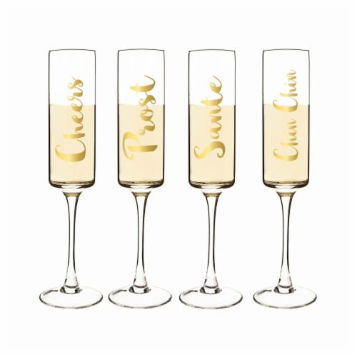 Cathys Concepts 8 oz. Gold Cheers Contemporary Champagne Flutes, 1 - Kroger