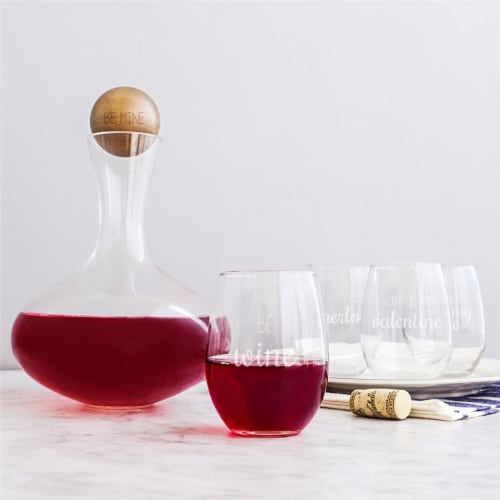 Cathys Concepts Be Mine Wine Decanter Set Perspective: front