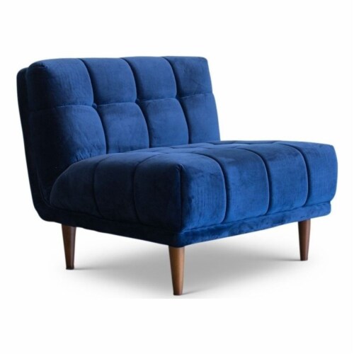 Allen Mid Century Modern Furniture Style Armless Navy Blue Velvet