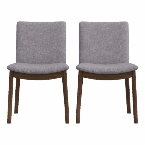 Valentine Mid-Century Modern Light Gray Fabric Dining Chair Set of 2 Perspective: front