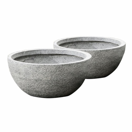 Luxen Home Round Bowl Planters - Set of 2 Perspective: front