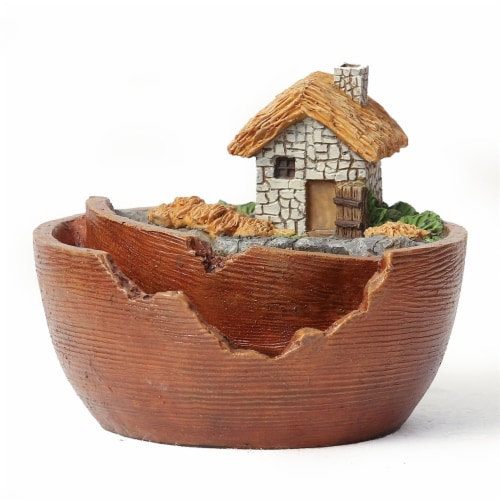 Luxen Home Miniature Fairy Garden Cottage Planter Perspective: front