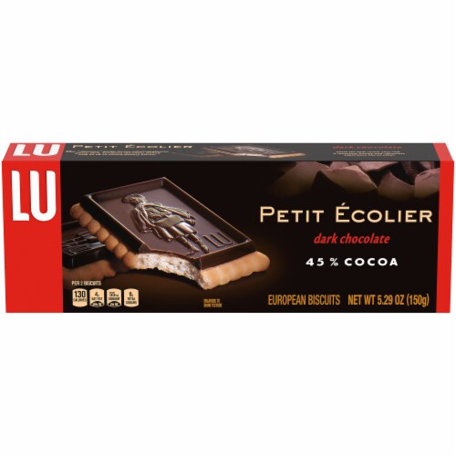 Lu Petit Ecolier Dark Chocolate European Biscuit Cookies Perspective: front