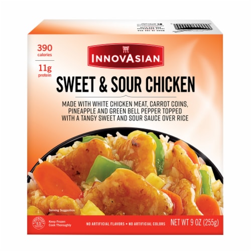 InnovAsian Sweet & Sour Chicken Rice Bowl, 9 oz (Frozen) Perspective: front