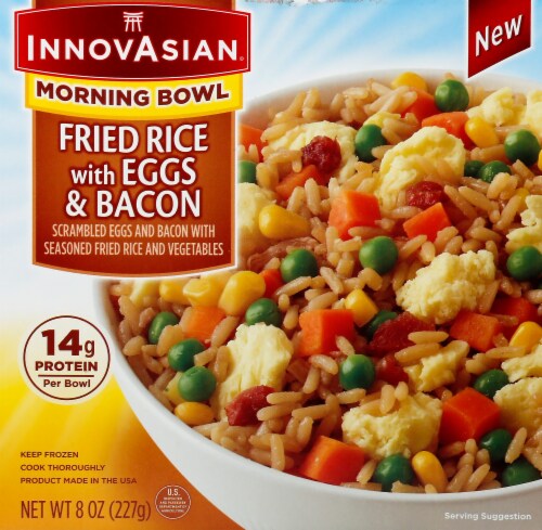 InnovAsian Cuisine Eggs & Bacon Fried Rice Morning Bowl Perspective: front