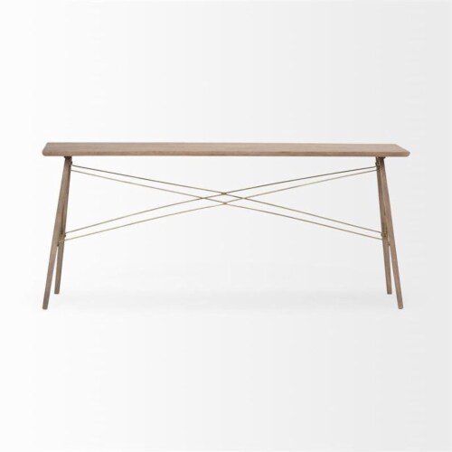 Medium Brown Wooden Console Table With 4 Angular Legs Medium Brown Wooden Console Table With 4 Angular Legs
