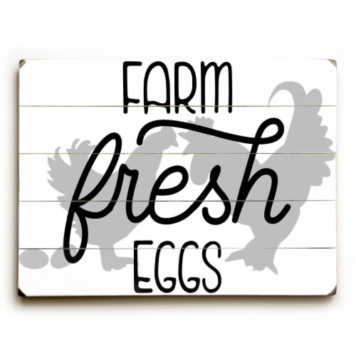 One Bella Casa 86834PW1216 12 x 16 in. Farm Fresh Eggs Planked Wood Wall Decor Perspective: front