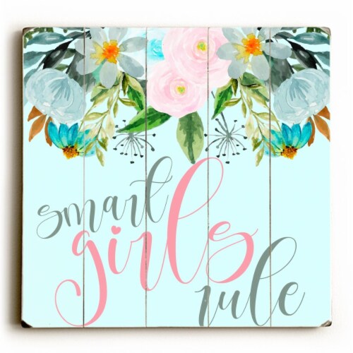 One Bella Casa 86692PW1313 13 x 13 in. Smart Girls Rule Planked Wood Wall Decor Perspective: front