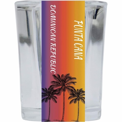 Punta Cana Dominican Republic 2 Ounce Square Shot Glass Palm Tree Design Perspective: front