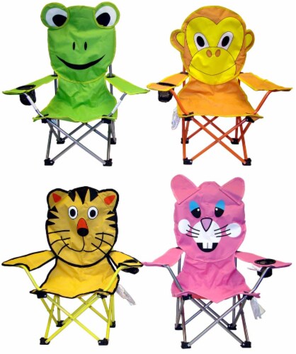 VM International Animal Face Printed Kids Folding Chair - Assorted Perspective: front