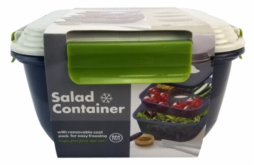 Sazon Salad Container with Utensils & Cool Pack Perspective: front