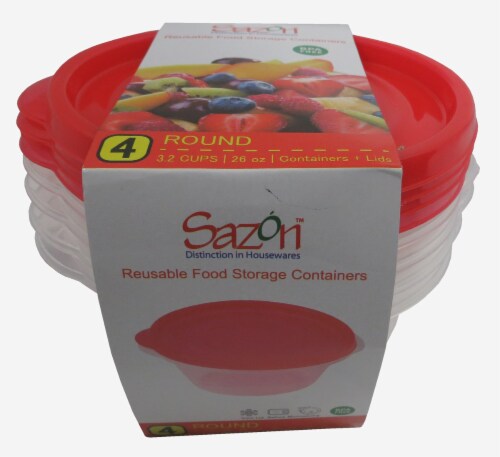 Sazon Reusable Round Food Storage Containers - 4 Pack Perspective: front