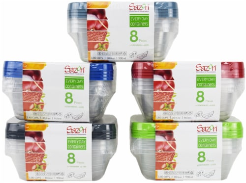 Sazon Everyday Containers Food Storage Sets - 8 Piece - Assorted Perspective: front
