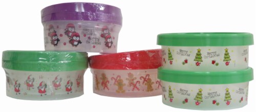 VM International Christmas Print Food Storage Container - Assorted Perspective: front