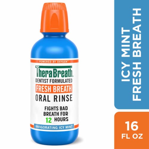 TheraBreath® Invigorating Icy Mint Fresh Breath Oral Rinse Perspective: front