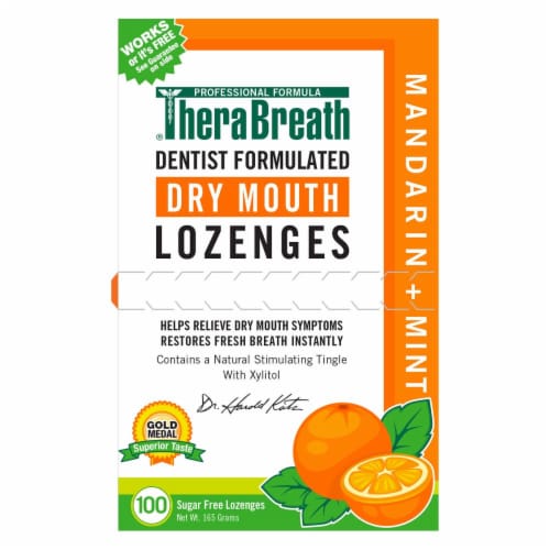 Therabreath Mandarin & Mint Dry Mouth Lozenges Perspective: front