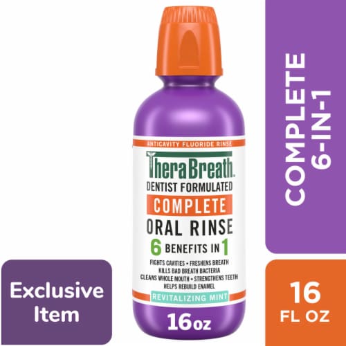 TheraBreath Complete Mouthwash Revitalizing Mint Alcohol-Free Perspective: front
