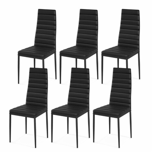 Set of 6 Dining Side Chair PVC High Back Metal Legs Kitchen Home