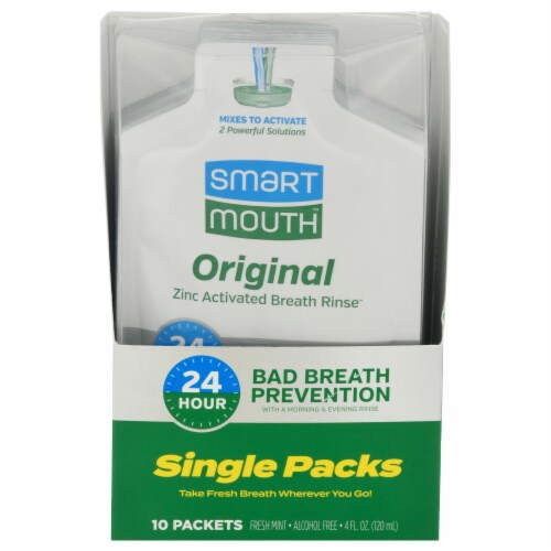 SmartMouth™ Dual Solution Fresh Mint Breath Rinse Travel Packets Perspective: front