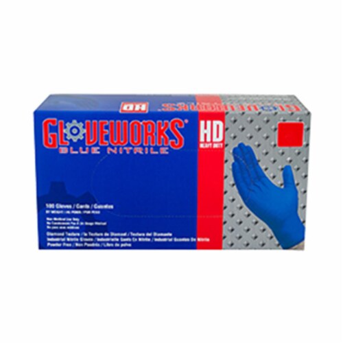 Gloveworks AMX-GWRBN44100 Royal Blue Nitrile Latex Gloves - Medium Perspective: front