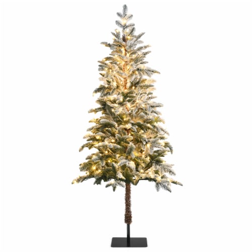 Pre-Lit Artificial Christmas Tree with Tips, Lights, Metal Stand