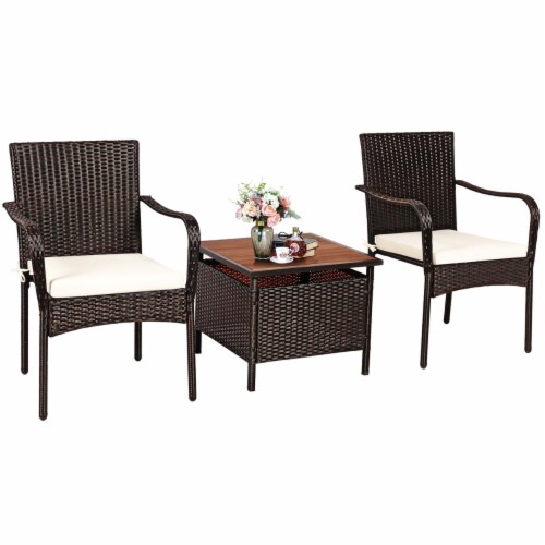 Costway 3pcs rattan sales coffee table set