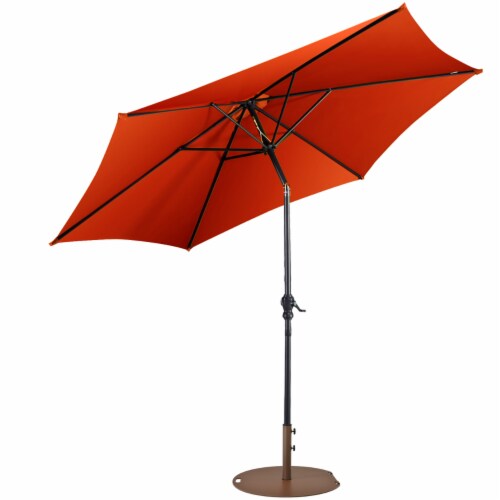 Costway 9ft Patio Umbrella Outdoor W/ 50 LBS Round Umbrella Stand W