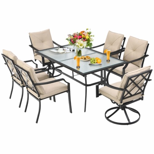Costway 7 piece patio furniture steel table chairs dining set discount