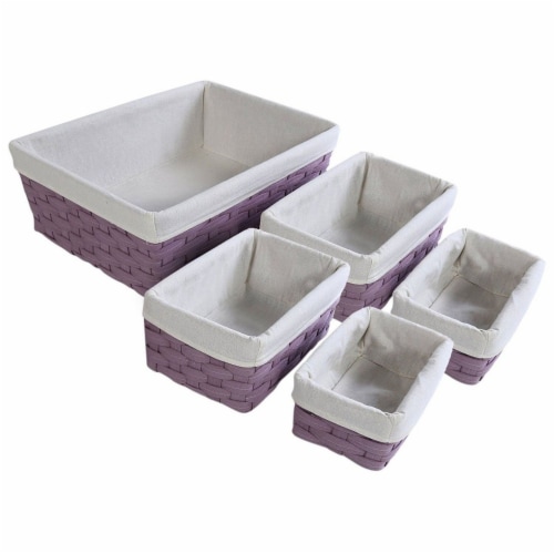 Juvale Nesting Baskets, Woven Storage Baskets (Lavender, 5 Piece Set) Perspective: front