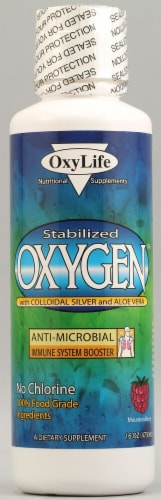 Oxylife  Oxygen with Colloidal Silver and Aloe Vera   Mountain Berry Perspective: front