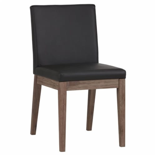 Sunpan Branson 19  Modern Faux Leather Dining Chair in Dark Gray (Set of 2) Perspective: front